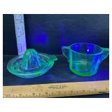 Uranium glass juicer and cup cup is chipped
