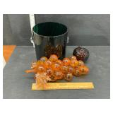 Grapes, Pumpkin & Green Glass Bucket