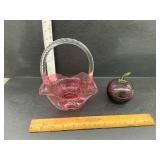 Fenton basket and glass apple