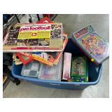 Tote with vintage toys