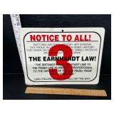 Plastic The Earnhardt Law sign