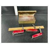 Brass box and knives