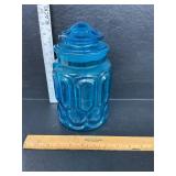 Vintage LE Smith blue glass canister