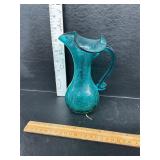 Hand blown glass pitcher