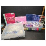 Sewing supplies and books