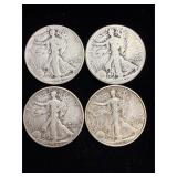 4 walking liberty silver half dollars