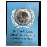 26.9 grams Sterling silver the 1970 U.N.  medal