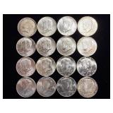 16 1964 Kennedy silver half dollars