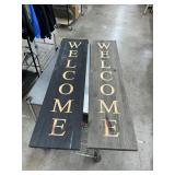 2 wooden signs Welcome and Go Away