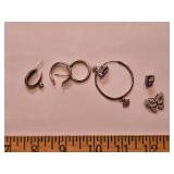 Sterling silver earrings,some damaged & charm