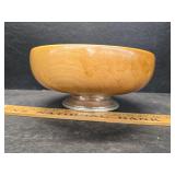 Mid Century Sterling silver footed wood bowl