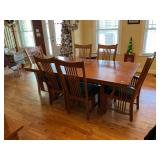 Oak table and 6 chairs