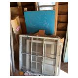 7 old windows and a chalkboard