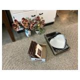 Pans, decor, books, stamps and other basement