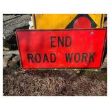 End Road Work Metal Sign