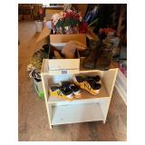 Shelf with boots and other