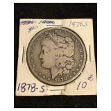 1878 S Morgan silver dollar