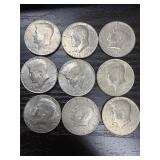 9 bicentennial Kennedy half dollars