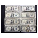 8ï¿½ $1 silver certificate bills