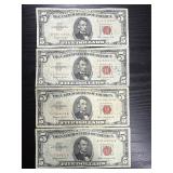 4ï¿½ 1963 $5 red seal bills