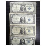 4ï¿½ silver certificate $1 bills