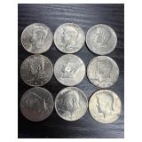 9ï¿½ Kennedy half dollars