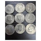 9 bicentennial Kennedy half dollars