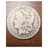 1884 Morgan US silver dollar
