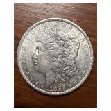 1882 O Morgan US silver dollar