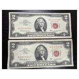 2ï¿½ 1953 red seal $2 bills