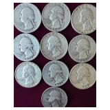 10 silver Washington quarters