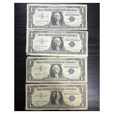 4ï¿½ 1957 B $1 silver certificates