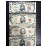 4ï¿½ 1963 $5 red seal bills