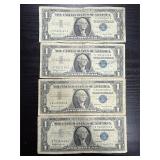 4ï¿½ $1 silver certificate bills