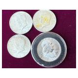 4 silver half dollars