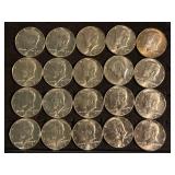 20 1967 40% silver bu Kennedy half dollars