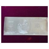 4 Troy oz .999 fine silver 2000 $5 dollar bill