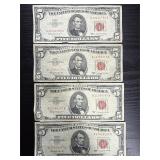 4ï¿½ 1963 $5 red seal bills