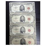 4ï¿½ 1963 $5 red seal bills