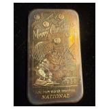 1989 1oz 999 silver national ï¿½Christmasï¿½ bar