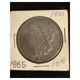 1885 Morgan silver dollar