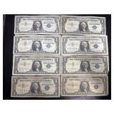 8ï¿½ $1 silver certificate bills