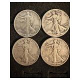 4 silver walking liberty half dollars