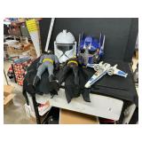 Tote with action figures and other