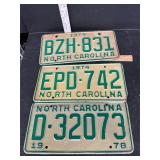 2- 1974 1- 1978 NC tags