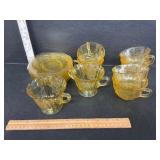 Vintage amber depression glass set