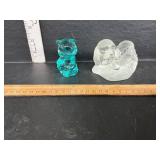 Fenton glass bear and glass puppies