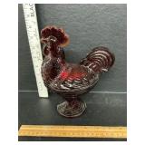 Glass rooster dish