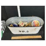 Tub with miscellaneous items