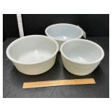 3 Vintage Milk Glass Mixing Bowls